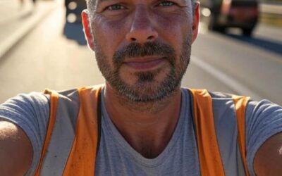 Je bosse sur le bitume, en plein soleil.
38°C à l’ombre. L’asphalte me brûle le…